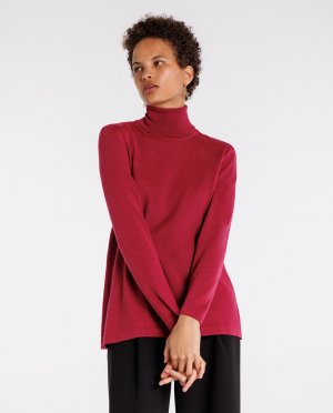 Женский свитер с высоким воротником и длинными рукавами , фуксия Naulover