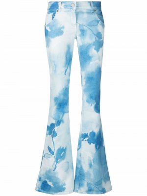 Расклешенные брюки с цветочным принтом Blumarine. Цвет: синий
