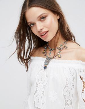Ярусное ожерелье‑чокер с подвесками Glamorous. Цвет: серебряный