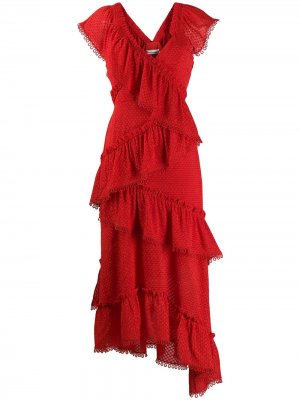 Ярусное платье миди Rouge Three Floor. Цвет: красный