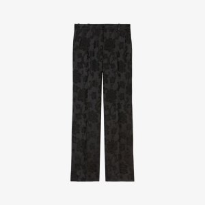 Жаккардовые прямые брюки с цветочным принтом и высокой посадкой из эластичной ткани , черный The Kooples