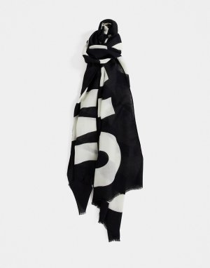 Черный шарф с большим логотипом -Черный цвет Moschino