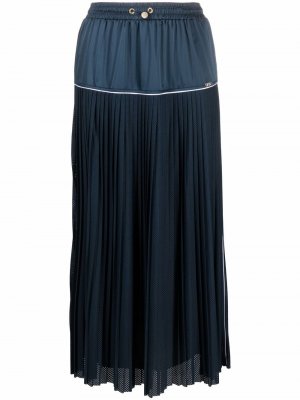 Плиссированная юбка миди с кулиской LIU JO. Цвет: синий