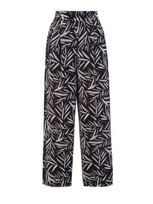 Свободные брюки-палаццо из хлопка с флористическим принтом RE VERA. Цвет: черный