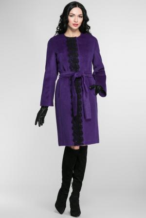 Утепленное пальто с поясом 101420vlr72 Vlr By Velary. Цвет: фиолетовый