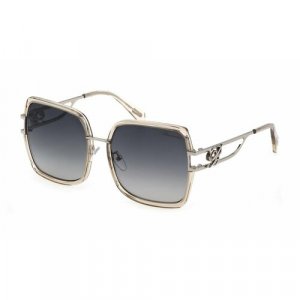Солнцезащитные очки , прямоугольные, оправа: металл, для женщин, серебряный Blumarine. Цвет: серебристый/серебряный