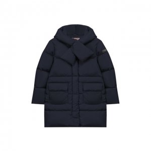 Пуховое пальто с капюшоном Il Gufo. Цвет: синий