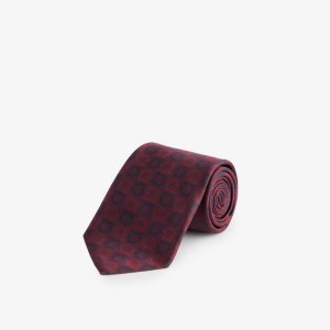 Широкий шелковый галстук с монограммой , бордовый Ferragamo