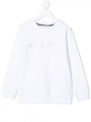 Толстовка с тисненым логотипом Givenchy Kids. Цвет: белый