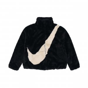 Женская куртка оверсайз с логотипом Swoosh (Азия) Черная уличная одежда Fossil DO3792-010 Nike