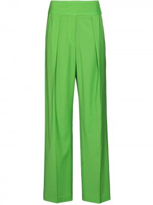 Шерстяные брюки со складками Christopher John Rogers. Цвет: зеленый
