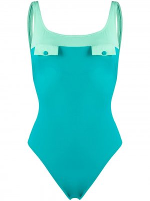 Слитый купальник Nicole в стиле колор-блок Sian Swimwear. Цвет: синий