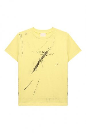 Хлопковая футболка Givenchy. Цвет: жёлтый