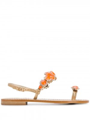 Декорированные сандалии Emanuela Caruso. Цвет: золотистый