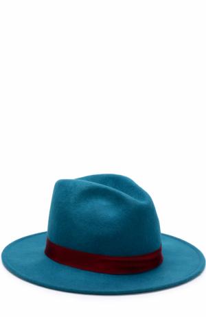 Шерстяная шляпа с лентой и брошью Roberto Cavalli. Цвет: голубой