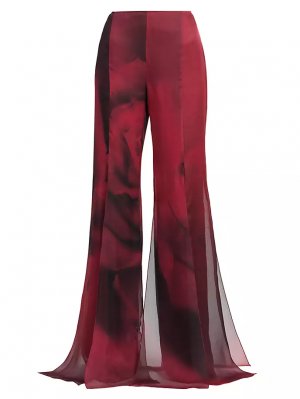 Многослойные шелковые брюки розового цвета , красный Alberta Ferretti