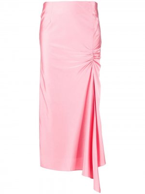 Атласная юбка со сборками De La Vali. Цвет: розовый