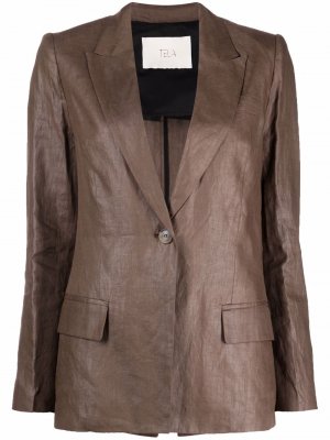 Single-breasted linen blazer Tela. Цвет: коричневый