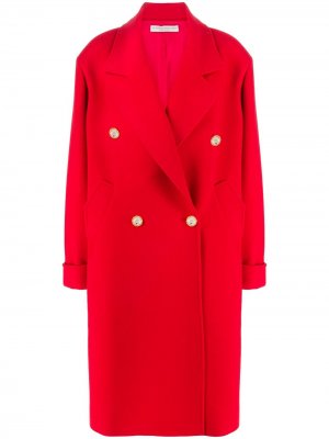 Двубортное пальто свободного кроя Alessandra Rich. Цвет: красный