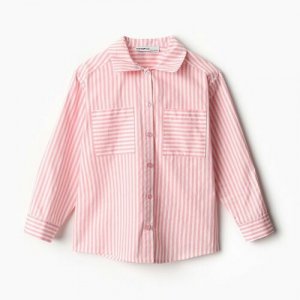 Рубашка , размер 122/128, белый, розовый Kaftan. Цвет: белый/розовый