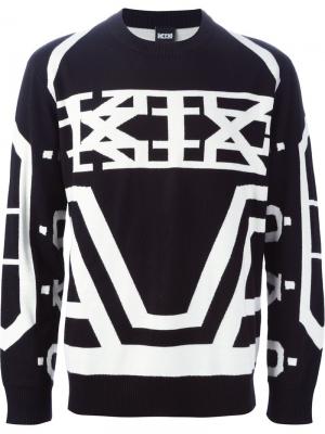 Трикотажный свитер с узором-интарсией KTZ. Цвет: чёрный