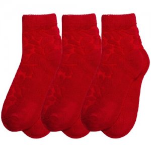 Комплект из 3 пар детских махровых носков (Орудьевский трикотаж) красные, размер 22-24 RuSocks. Цвет: красный