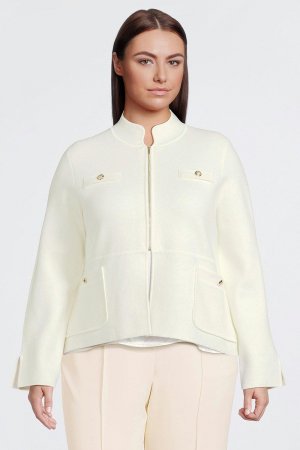 Компактная куртка из смесовой шерсти с вязаными рукавами больших размеров , белый Karen Millen
