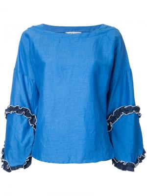 Блузка с отделкой рюшами Tsumori Chisato. Цвет: синий