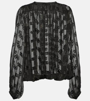 Атласная блузка dg devoré, черный Dolce&Gabbana