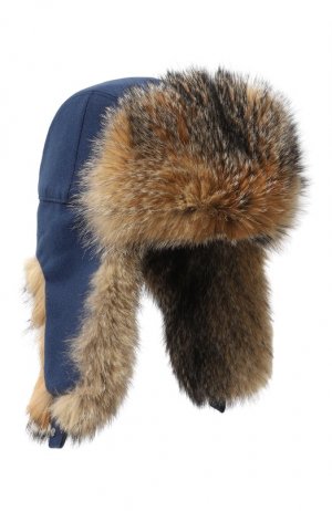 Кашемировая шапка-ушанка Alaskan с меховой отделкой Loro Piana. Цвет: синий
