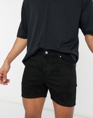 Черные короткие джинсовые шорты скинни -Черный цвет ASOS DESIGN