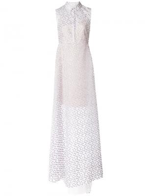 Длинное текстурное платье на пуговицах Delpozo. Цвет: розовый и фиолетовый