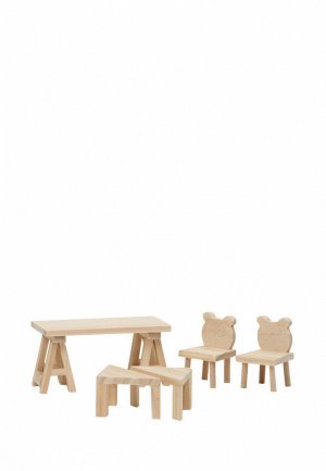 Набор игровой Lundby деревянная мебель для домика «Сделай сам» Стол и стулья. Цвет: бежевый