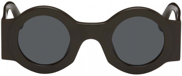 Эксклюзивные круглые солнцезащитные очки SSENSE коричневого цвета Linda Farrow Edition Dries Van Noten