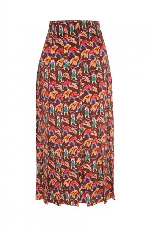 Плиссированная юбка с принтом «Сенокос» TEAM PUTIN. Цвет: multicolor