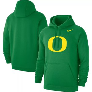 Мужской зеленый флисовый пуловер с капюшоном логотипом Oregon Ducks Primary Club Nike