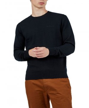 Мужской свитер с круглым вырезом из шерсти мериноса , черный Ben Sherman