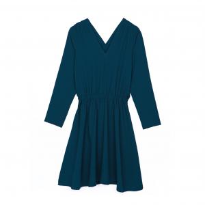 Платье с V-образным декольте и длинным рукавом KARL MARC JOHN. Цвет: сине-зеленый,синий морской