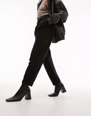 Черные брюки с пуговицами Topshop. Цвет: черный