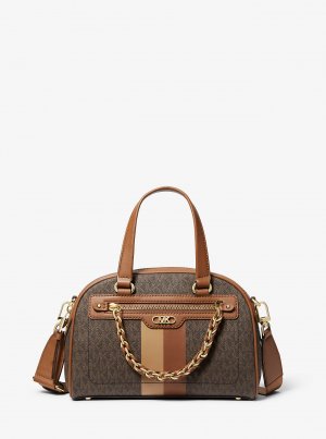Маленькая сумка-портфель в полоску с логотипом Williamsburg , коричневый Michael Kors