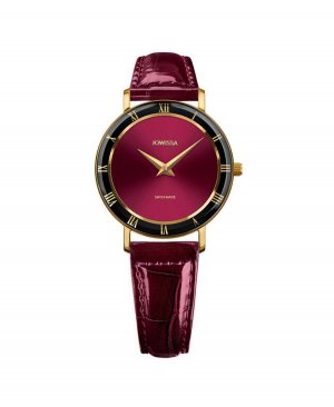 Женские часы Roma, швейцарские позолоченные, 30 мм, черный и бордовый циферблат , красный Jowissa