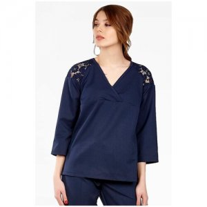 Блуза SettyS Collection, повседневный стиль, свободный силуэт, размер 50, синий Setty'S Collection