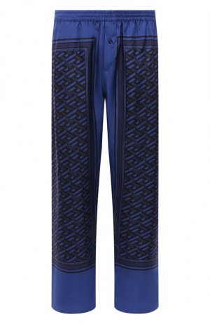 Шелковые пижамные брюки Versace. Цвет: синий