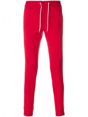Спортивные брюки с контрастными полосками Daniele Alessandrini. Цвет: красный