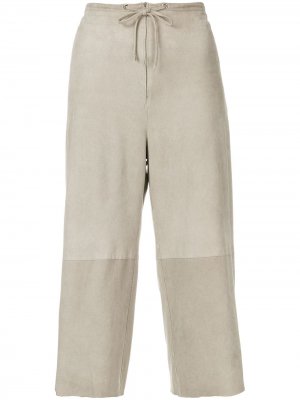 Укороченные брюки с талией на шнурке Salvatore Ferragamo Pre-Owned. Цвет: бежевый