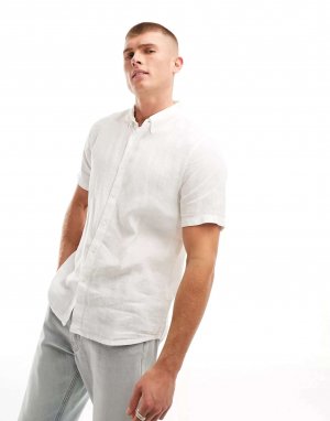 Белая льняная рубашка с короткими рукавами Abercrombie & Fitch
