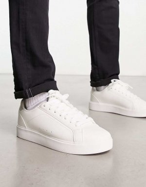 Белые базовые кроссовки на шнуровке Pull&Bear
