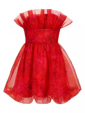 Мини-платье Rory из органзы без бретелек Ml Monique Lhuillier, цвет carmine blooms Lhuillier