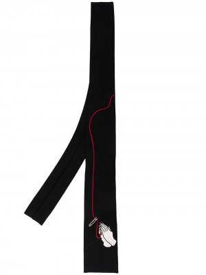 Галстук с вышивкой Yohji Yamamoto. Цвет: черный