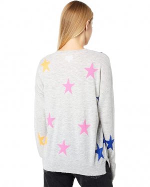 Свитер SUNDRY Multicolor Stars Crew Neck Wool & Cashmere Blend Sweater, цвет Heather Grey
